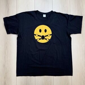 B&C Collection Mens 4XL Black Graphic Tee Yellow Smile Face Streetwear Punk Cool